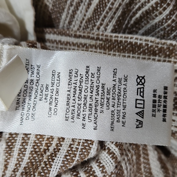 Free People Marta Yarn Dye Trousers White Tan Size 2 100% Cotton - Picture 11 of 13